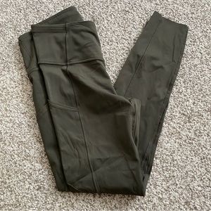Lulu lemon army dark olive green full length leggings size 6